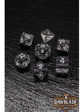 Transparent Glitter Dice Set- Silver