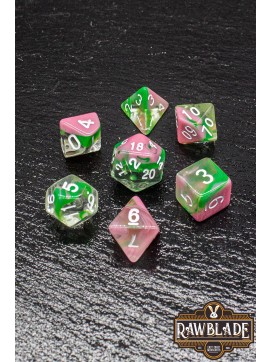 Transparent 2 Colors Dice Set - Pinck/Greeen