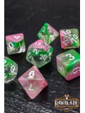 Transparent 2 Colors Dice Set - Pink/Greeen