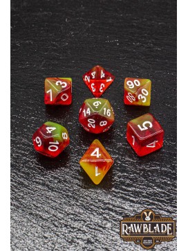 Transparent 2 Colors Dice Set - Red/Yellow