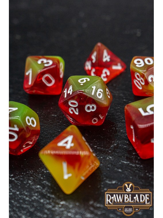 Transparent 2 Colors Dice Set - Red/Yellow