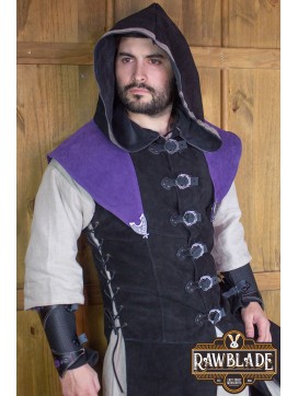 Karanthir Leather Jerkin - Black/Purple