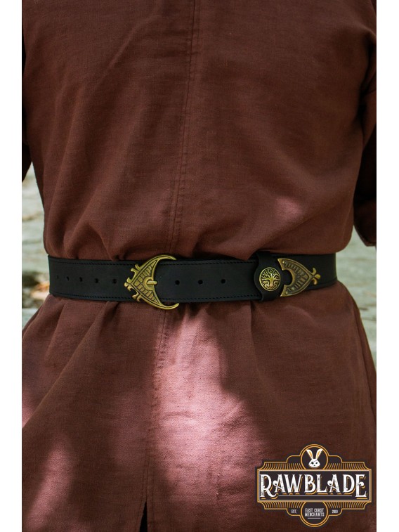 Einar Viking Ornate Belt Black